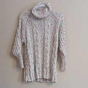 moon & madison Cream Speckled Turtleneck Sweater